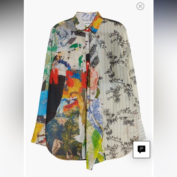 MONSE mixed print linen blend button up shirt - Picture 4 of 8